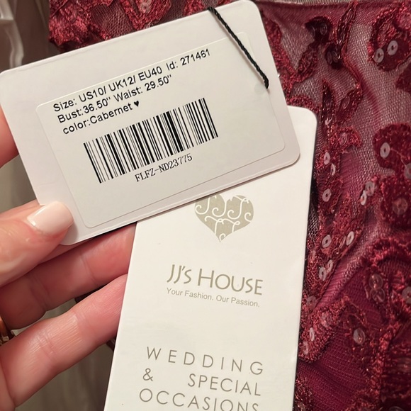 Burgundy Gown One Shoulder Sequined - Picture 3 of 3